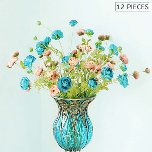 Bulk 12 Artificial Silk Roses 85cm Blue