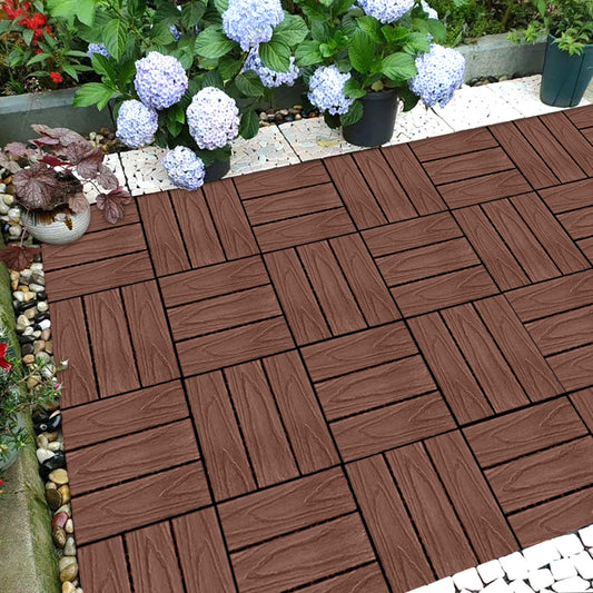 Bulk 11 Dark Chocolate Composite Interlocking Decking Tiles - Design 1