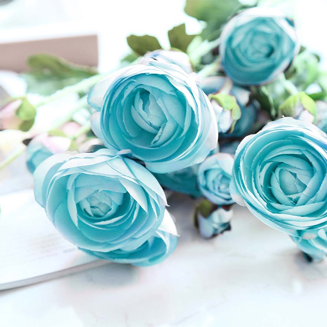 Bulk 12 Artificial Silk Roses 85cm Blue