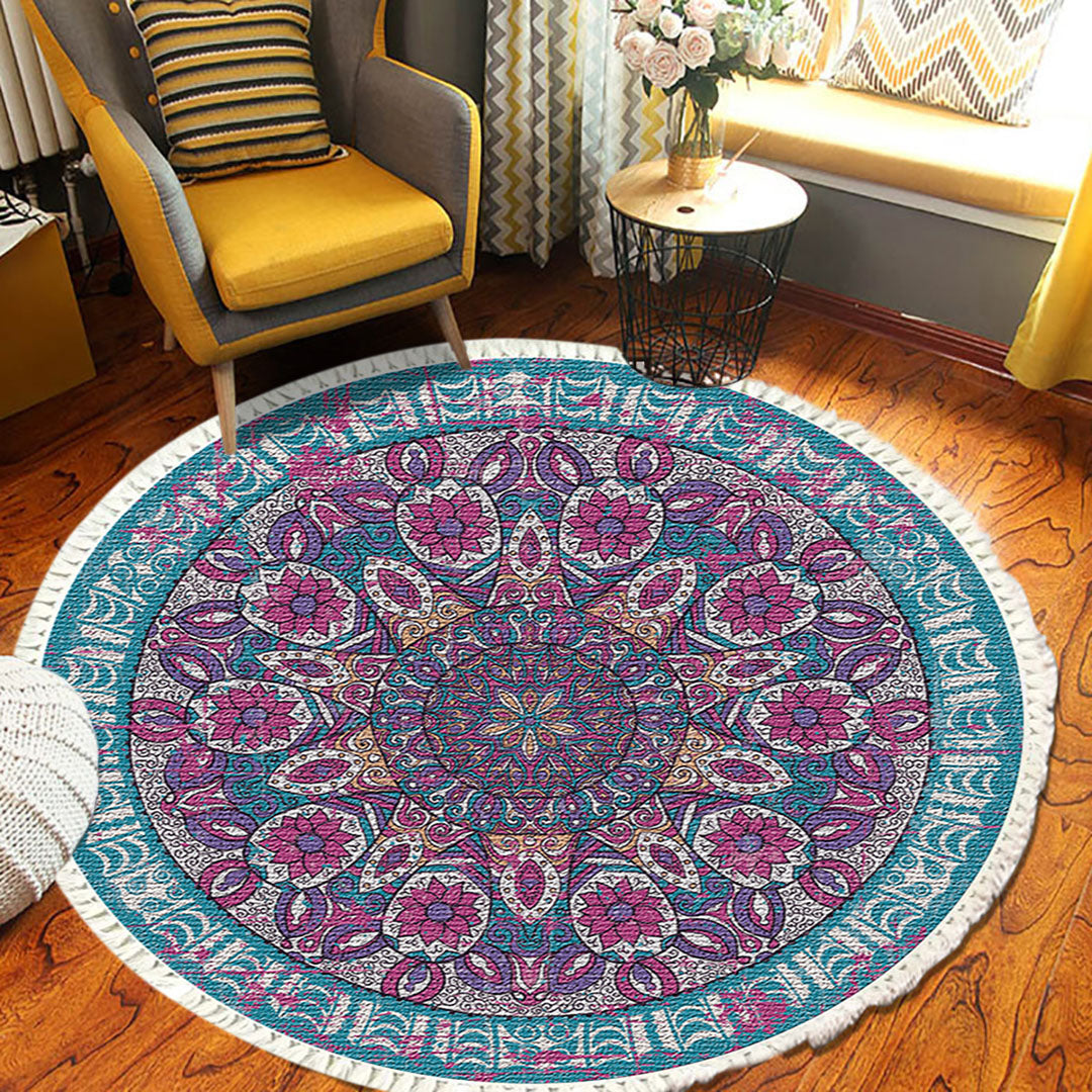 Mandala Area Rug 120cm for Living Room & Bedroom - Design 3