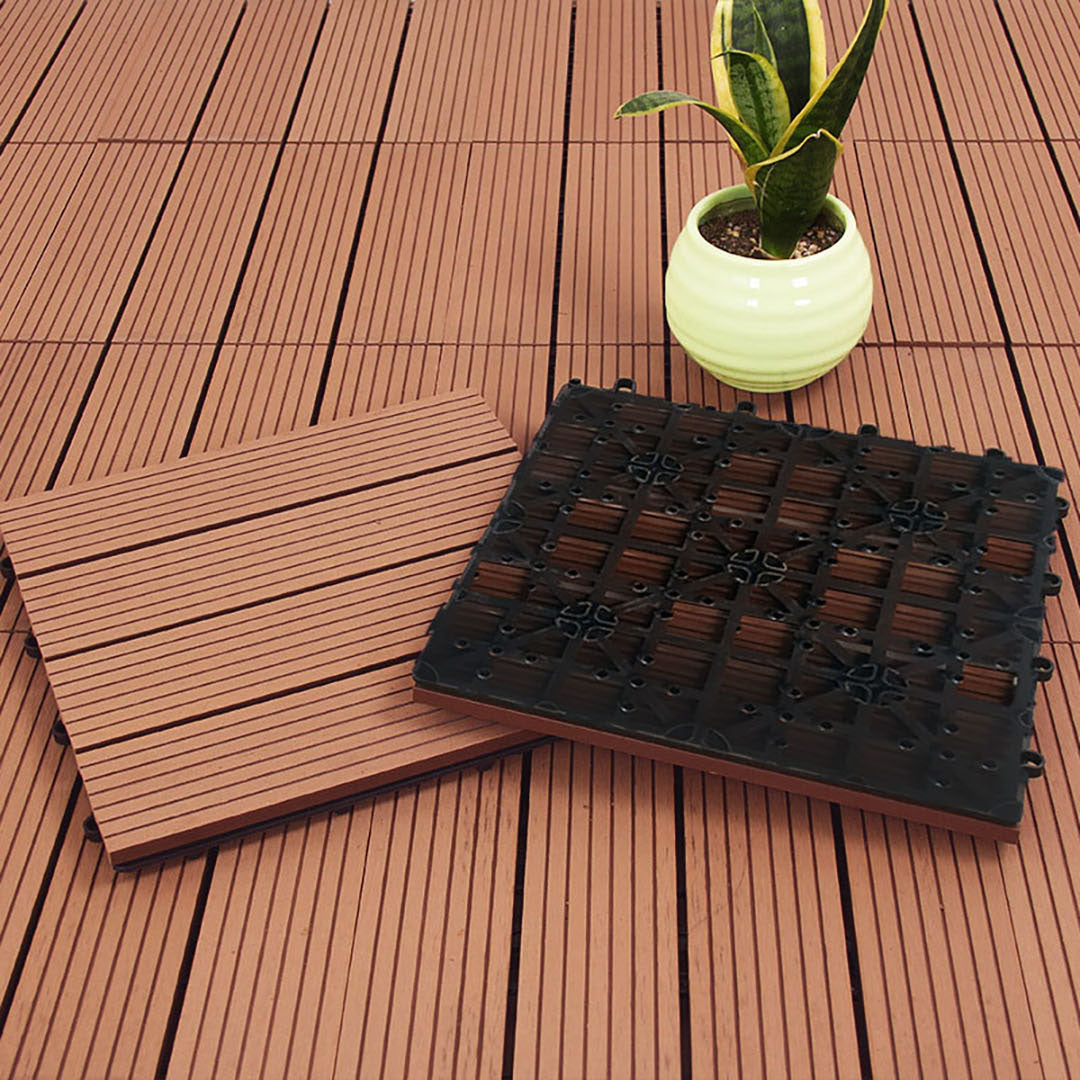 Bulk 11 Red Brown Composite Interlocking Decking Tiles