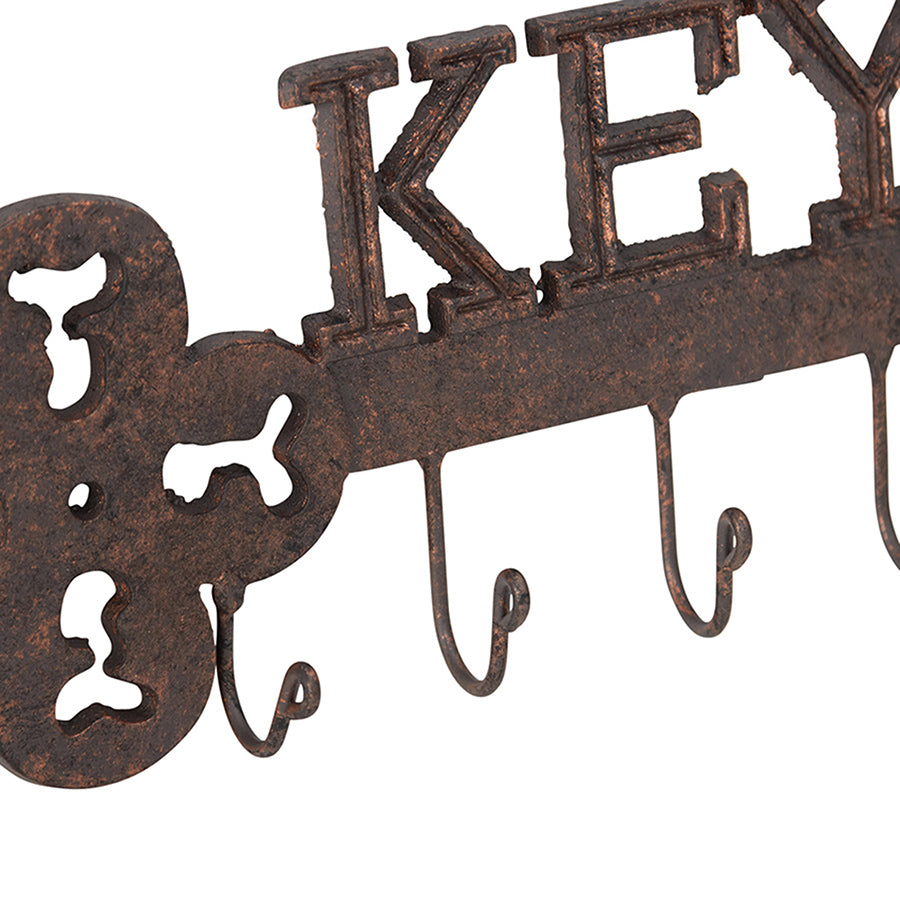 Cast Iron Trendy Wall Hanging Key w 5 Hooks 31cm - Image 3