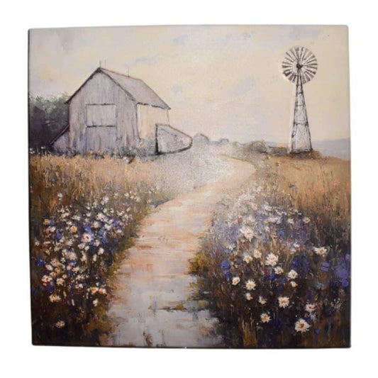 Farm Scene Pressed Metal Textured Wall Art 45cm - Image 2
