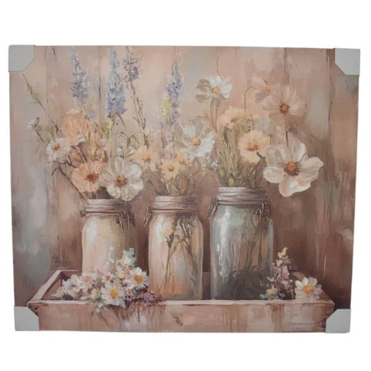 Flower Jars Scene On Canvas Textured Oil Painting Wall Art 94cm - Image 2
