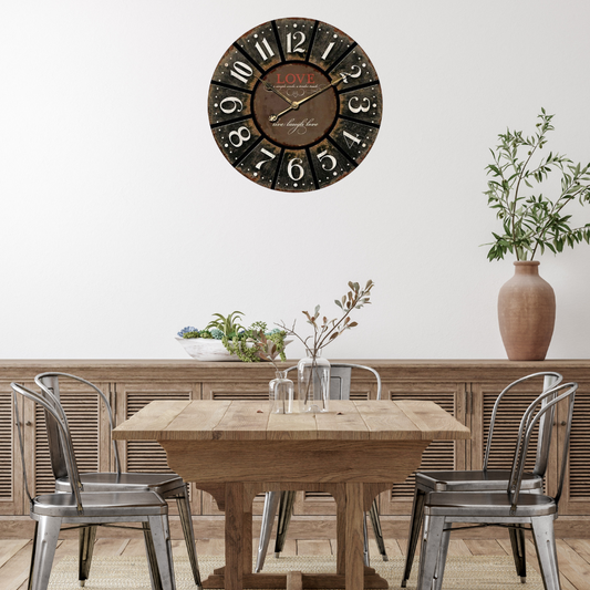 XL Round Charcoal Clock W Love 60cm - Image 2