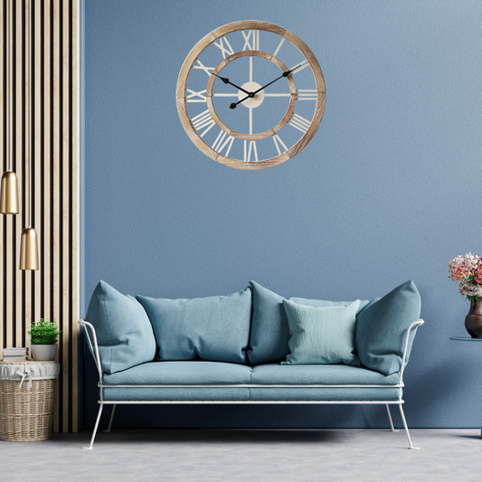XL Hamptons Double Frame Floating Wall Clock 60cm - Image 2