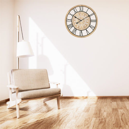 XL Carved Industro Hamptons Wall Clock 60cm - Image 2
