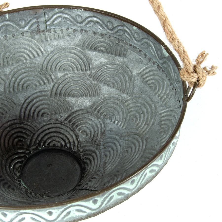 Set 2 Nested Pressed Metal Hanging Planters 28x12cm - Image 3
