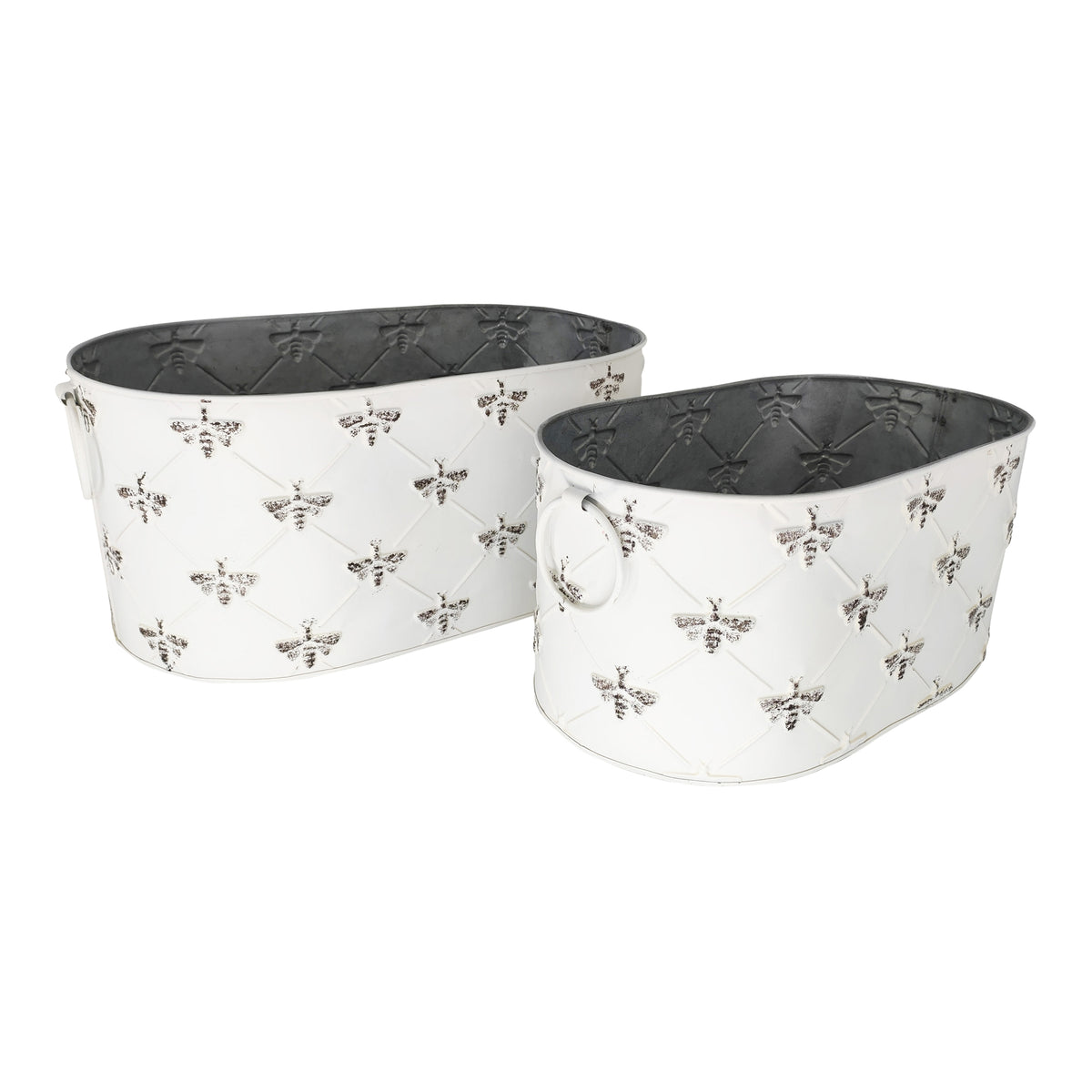 Set 2 Oval Bee Planters / Storage 44cm