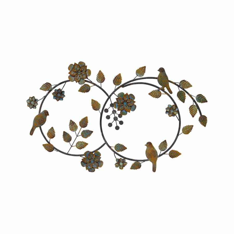 Colour Rust Birds & Flowers Metal Wall Art 70cm