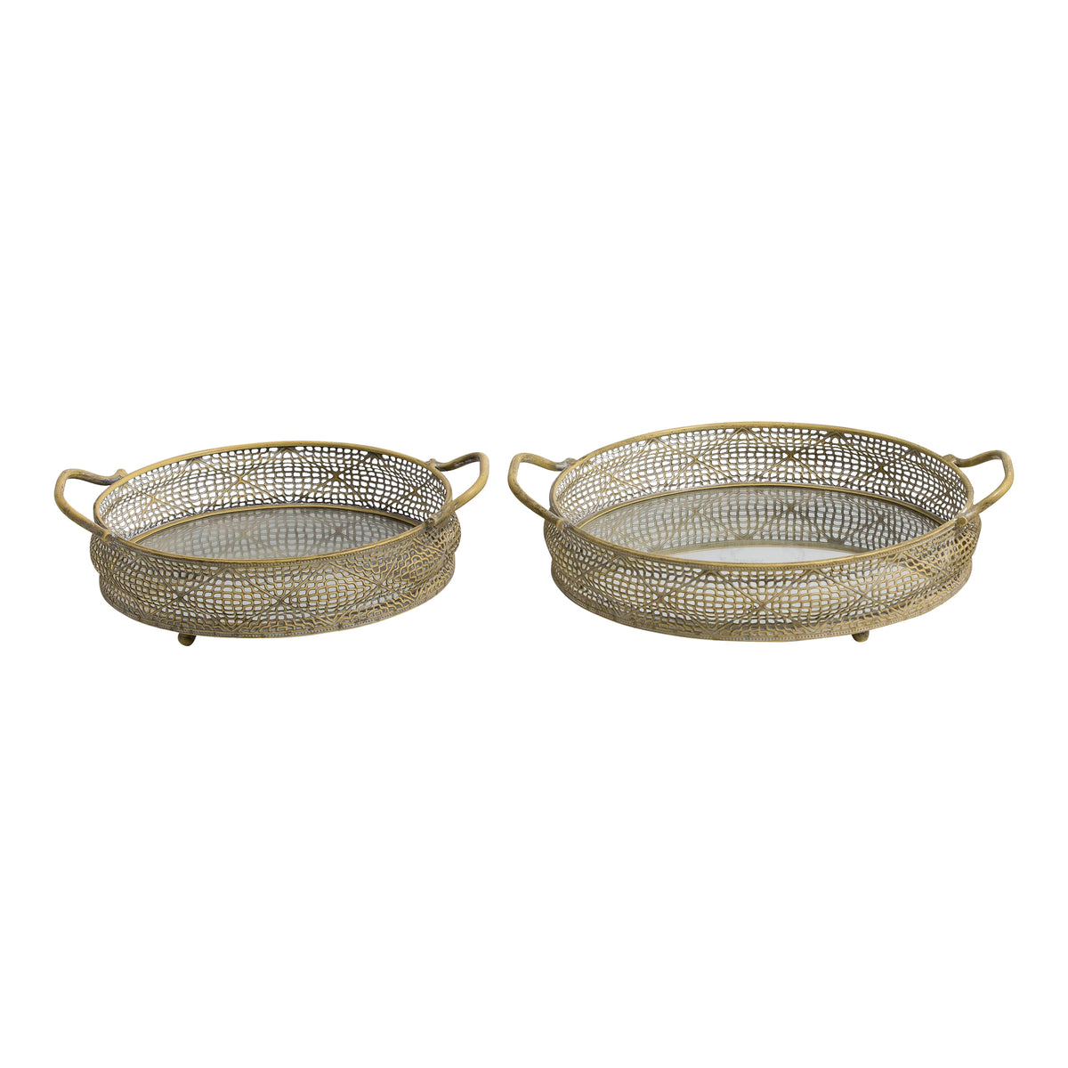 Set 2 Lustre Hive Mirrored Trays 41cm