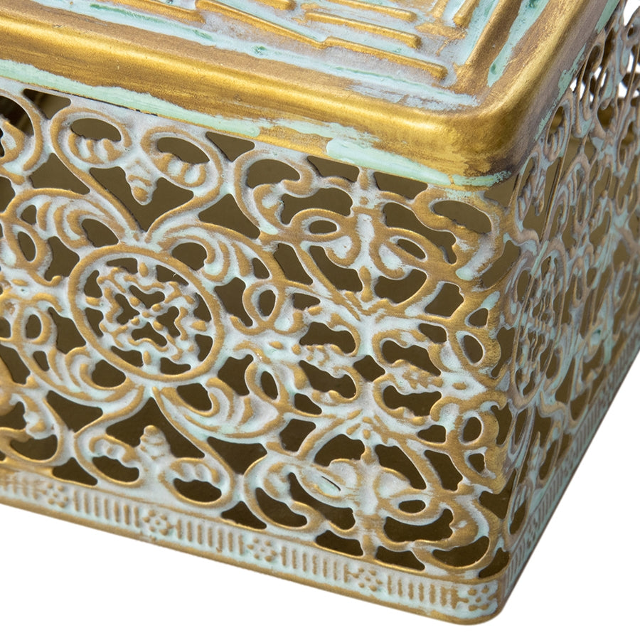 Ornate Square Trinket Box w Photo Lid 11cm - Image 4