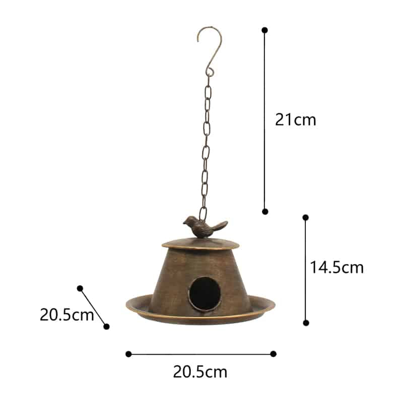 Hanging Birdhouse w Feeder Tray 20cm - Image 2