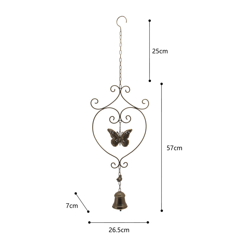 Hanging Butterfly w Bird + Bell 89cm - Image 2