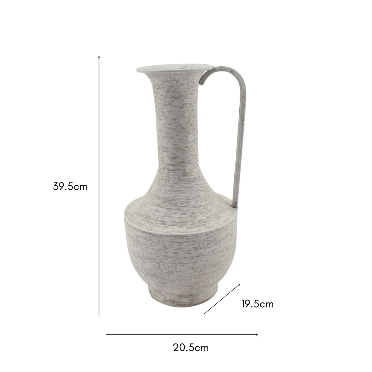 Brushed White Urn w Rounded Handle 39cm - Image 3