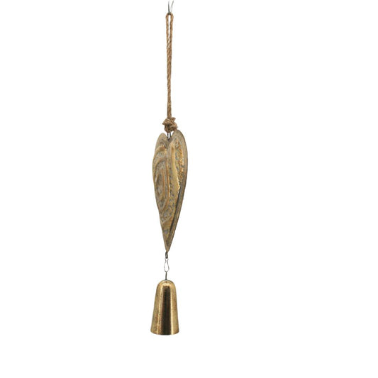 Metal Hanging Heart Decoration Gold 72cm