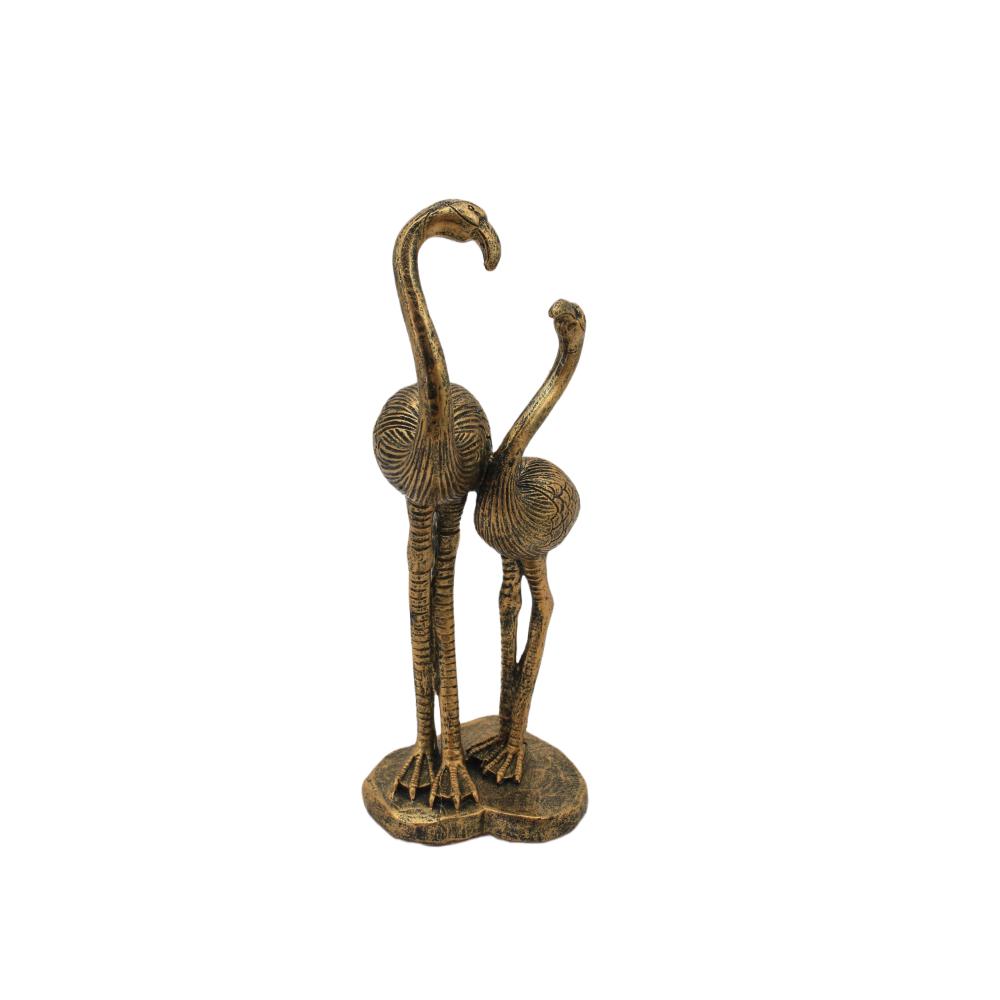 Standing Flamingos Sculpture Bronze 30cm