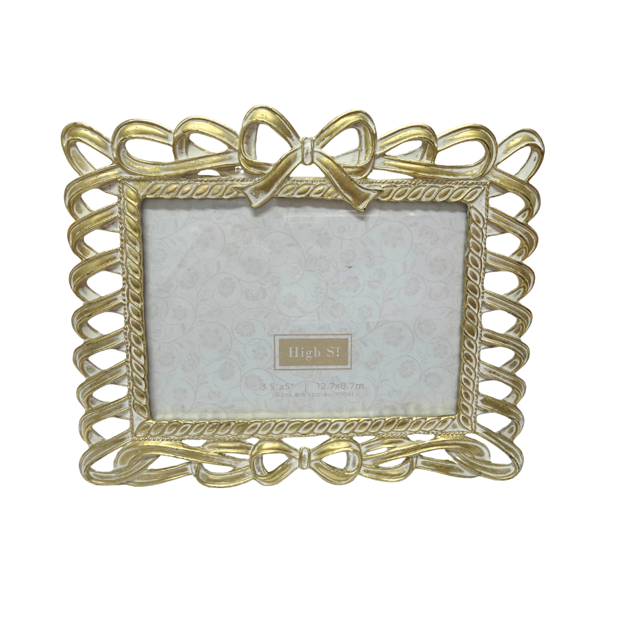 Brushed Gold Frame With Bow 13cm