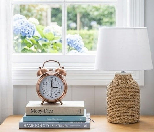 Bulk 12 Metal Twin Bell Table Clock 9x5.6x12.5cm 3 Asst Cols