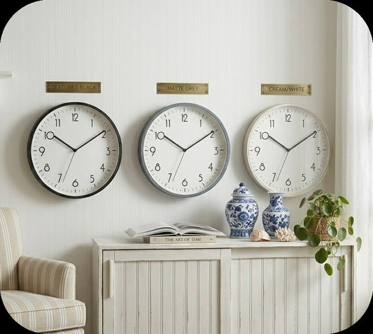 bulk 6 Modern Round Wall Clock 40cm