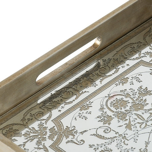 Floral Mirrored Rectangular Tray 51cm - Image 2