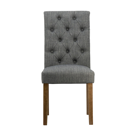 Set 2 Grey Buttoned Back Armless Dining Chairs 98cm - Image 2