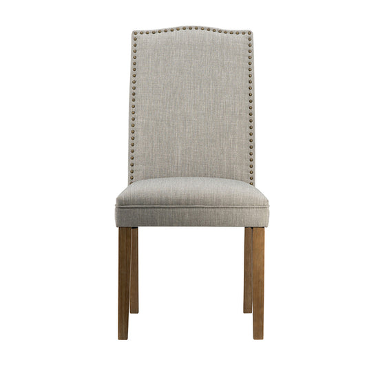 Set 2 Studded Smoky Grey Armless Dining Chairs 100cm - Image 2