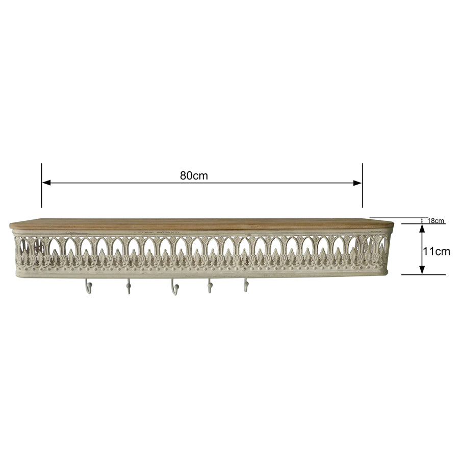 Martinique Classic Wall Shelf w Removeable Hooks 80cm - Image 4