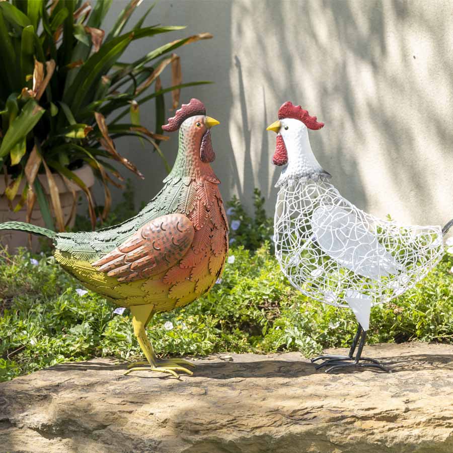 Colourful Metal Chook Ornament 56x49cm - Image 5