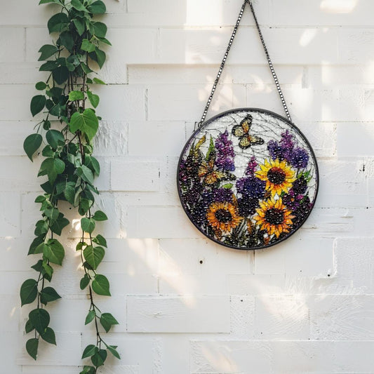 Flowers + Butterflies Stained Glass Sun Catcher 35cm - Image 2