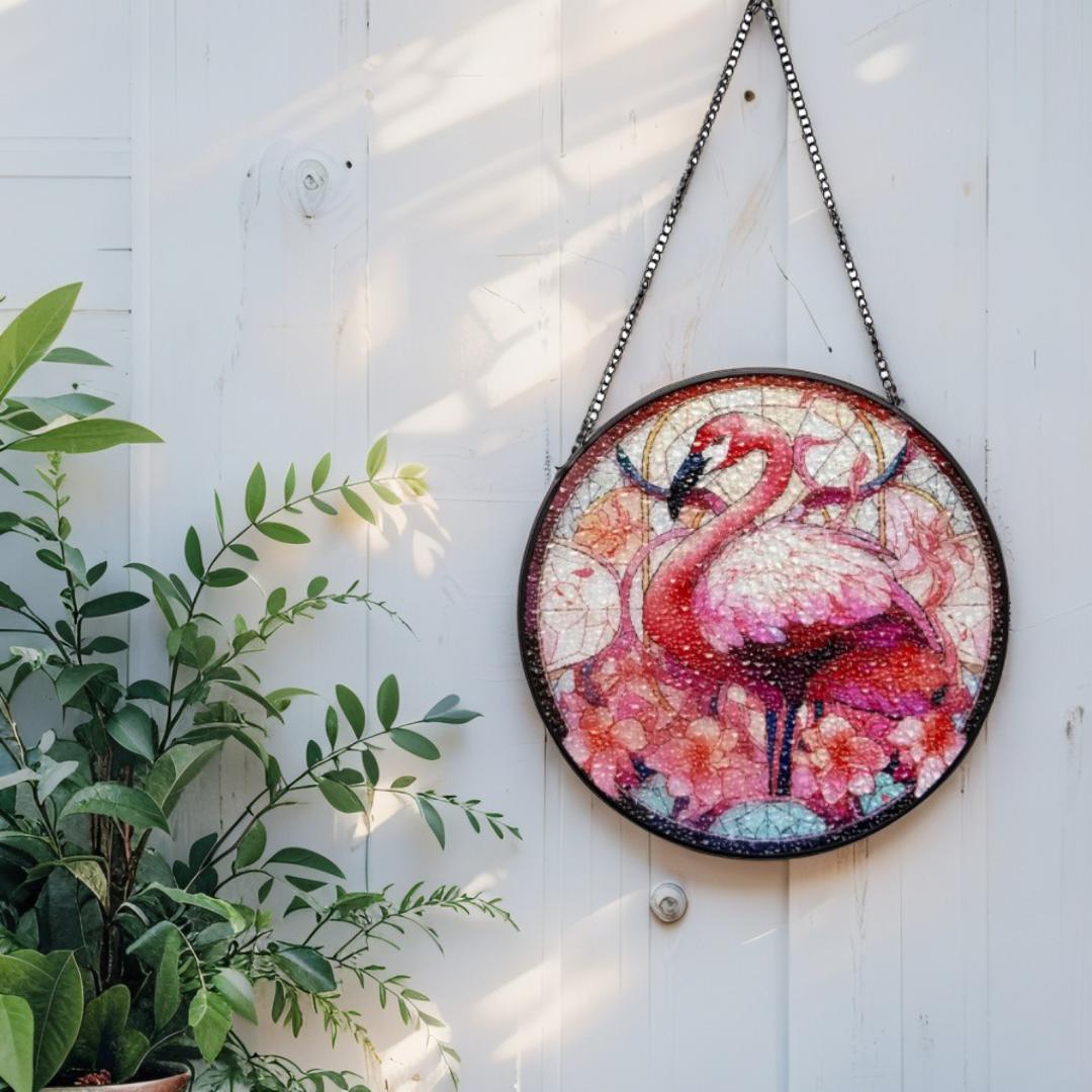 Flamingo Stained Glass Sun Catcher 35cm - Image 2