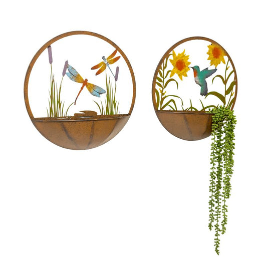 Set 2 Asst Humming Bird Wall Planters 39cm - Image 2