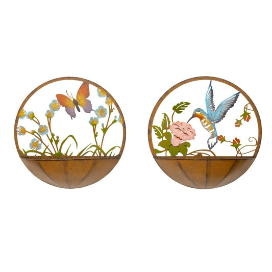 Set 2 Asst Dragonfly + Butterfly Wall Planters 39cm - Image 2
