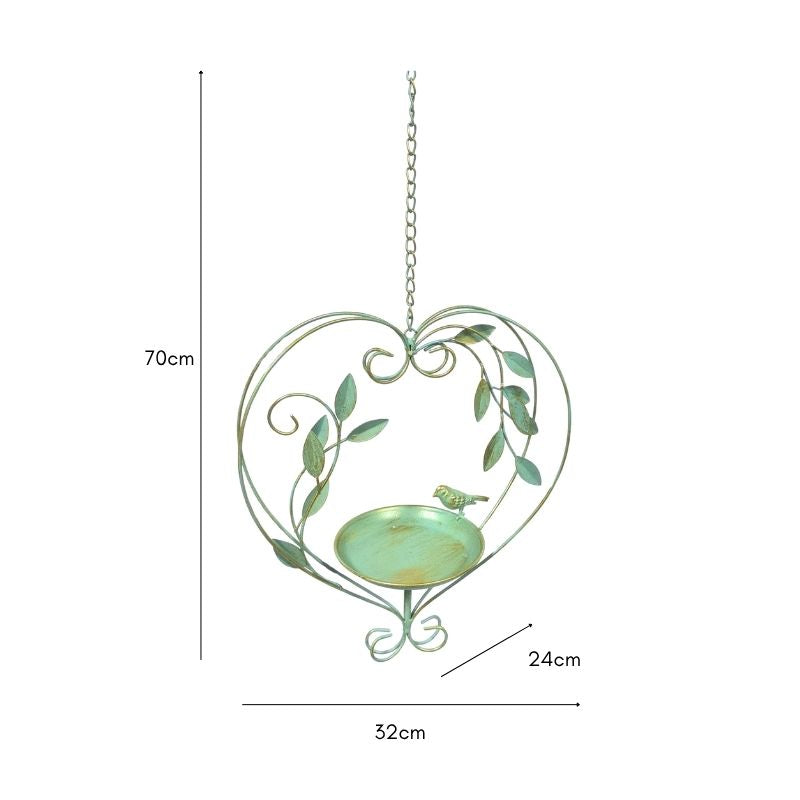 Hanging Green Heart-Shape Birdfeeder - Image 3