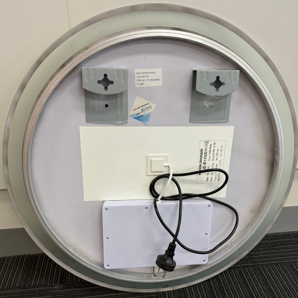 Round LED Mirror 90cm Frosted Defogger Dimmable 25mm Strip