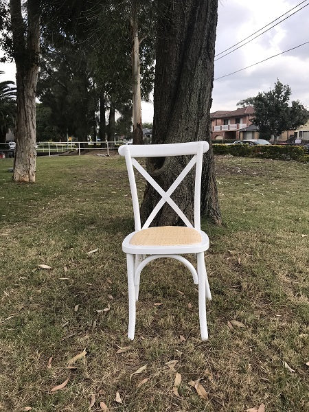Crossback Dining Chair White Stackable 91cm - Image 2