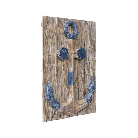 Hand-Carved Anchor Plaque Wall Art 40x60cm - Image 2