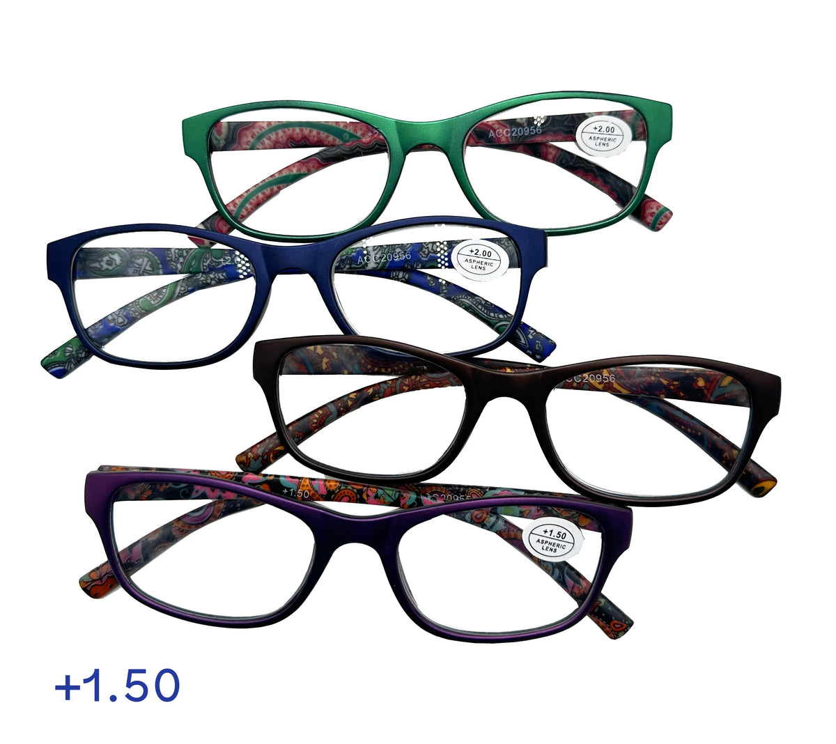 Bulk 24 Paisley Print Reading Glasses +1.5