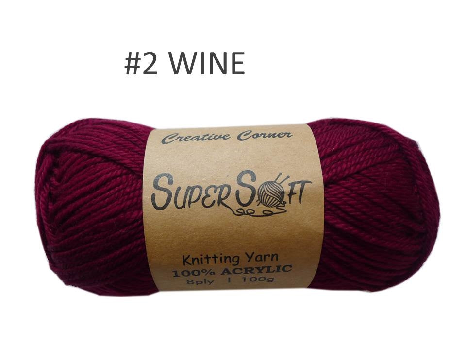 Bulk 12 #2 Wine Super Soft Knitting Yarn 100% Acrylic