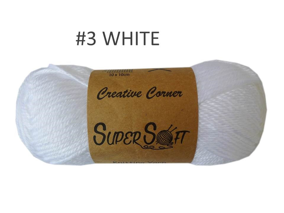 Bulk 12 #3 White Super Soft Knitting Yarn 100% Acrylic