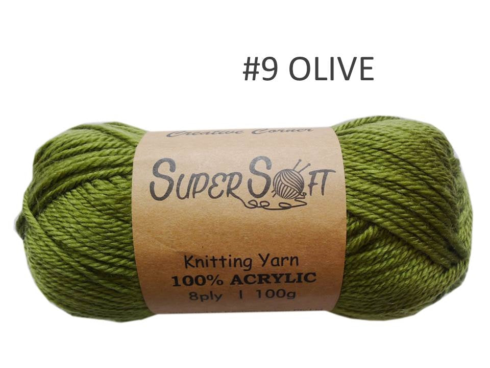 Bulk 12 #9 Olive Super Soft Knitting Yarn 100% Acrylic