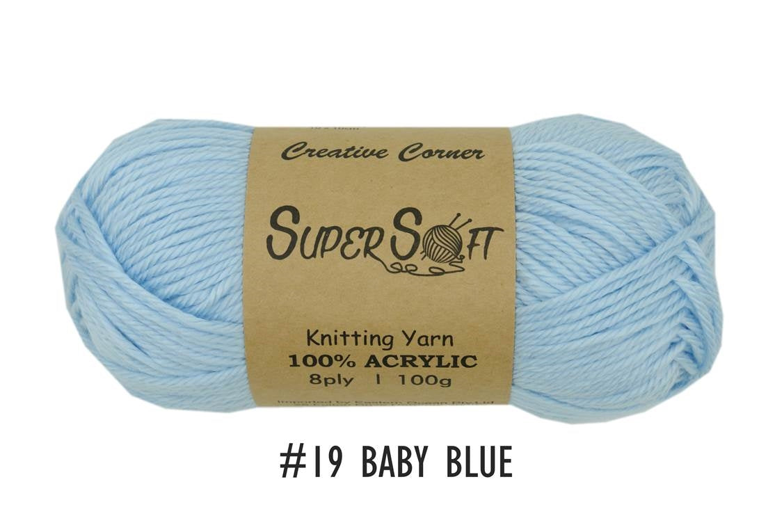 Bulk 12 #19 Baby Blue Super Soft Knitting Yarn 100% Acrylic