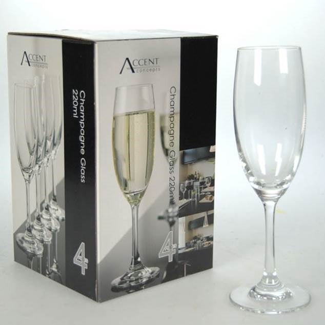 Bulk 6 Champagne Glass Set 4 220ml