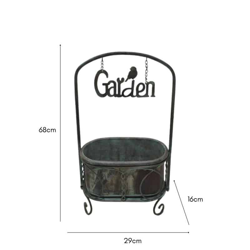 Planter On Stand w Floating Garden Sign 68cm - Image 2