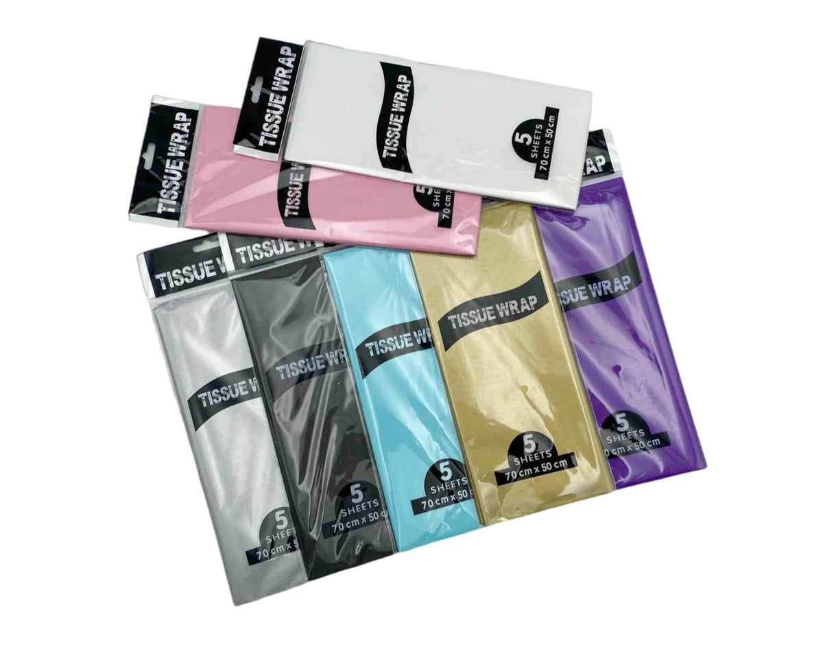 Bulk 72 Giftwrap Tissue Paper 5 Shts 50 X 70cm Asst Col