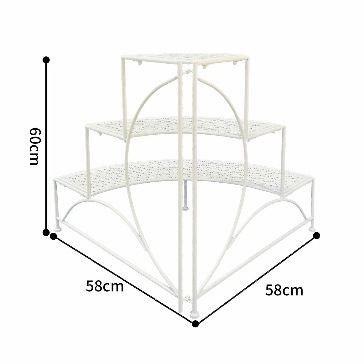 Riviera 3 Tier Round Fronted Corner Potplant Stand 60cm - Image 5