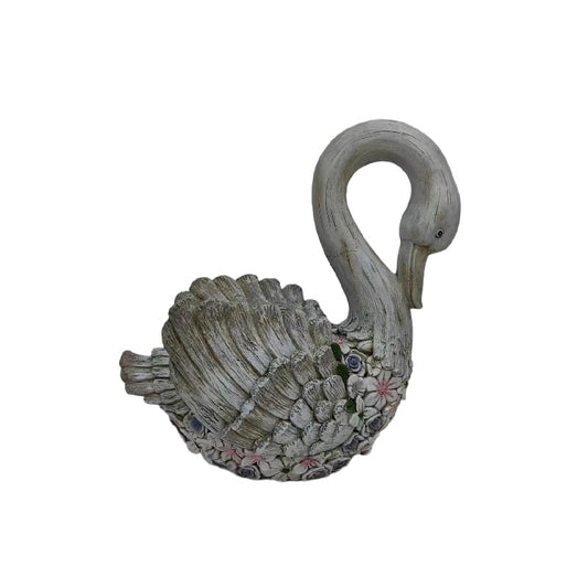 Swan + Flowers Planter w Hole + Plug 52cm - Image 2