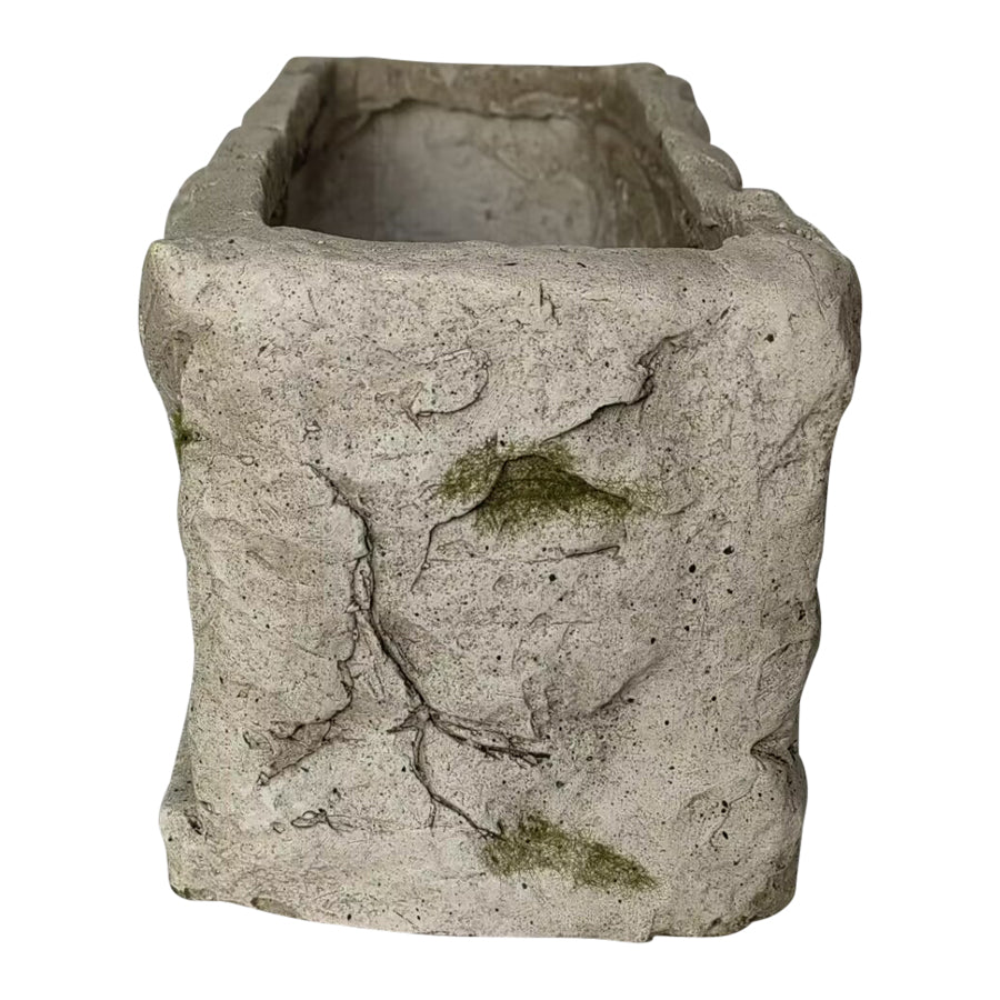 Aged Rectangular Planter w Angel 37cm - Image 5