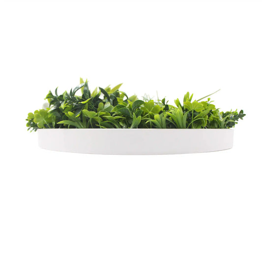 Flowering White Artificial Green Wall Disc UV Resistant 75cm (White Frame) - Image 2