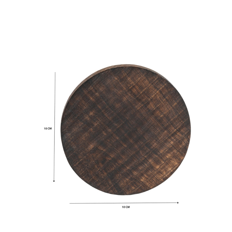 Handcrafted Burnt Finish 4pc Coaster Set w Tie 10cm - Image 5